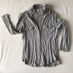 James Perse Collared 3/4 Length Sleeve Tee